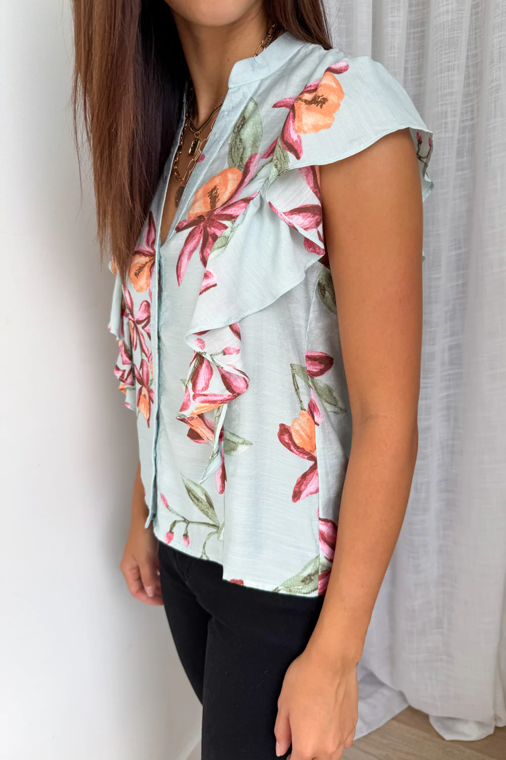 Kora Blouse - Blue Floral - Image 6