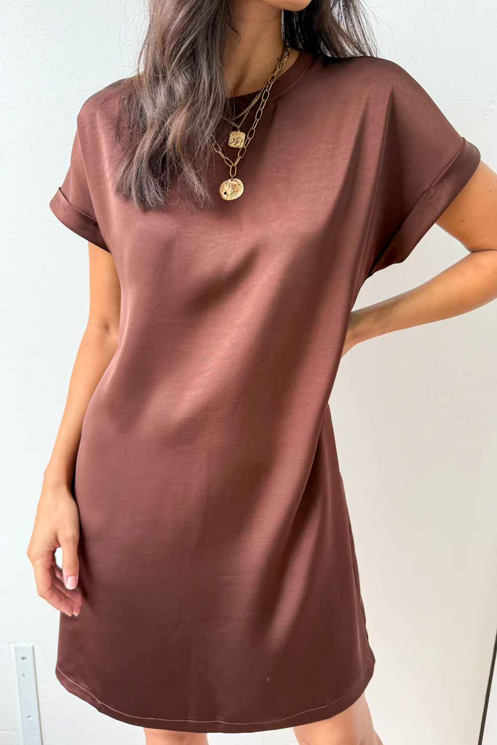 Kourtney T-Shirt Dress - Chocolate - Image 2