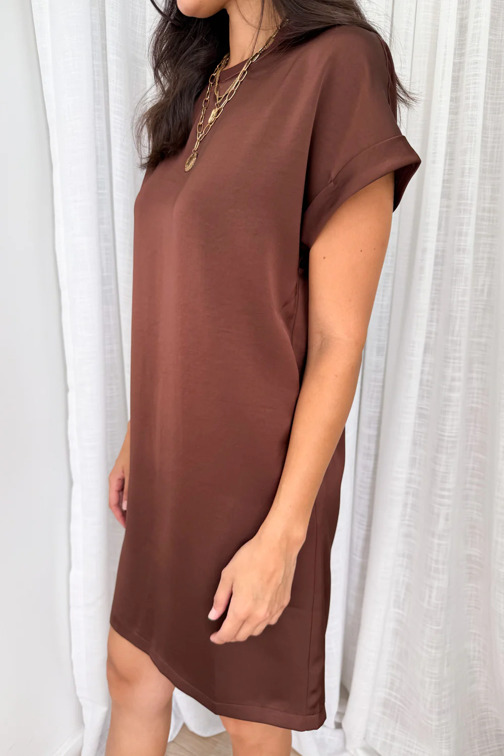 Kourtney T-Shirt Dress - Chocolate - Image 4
