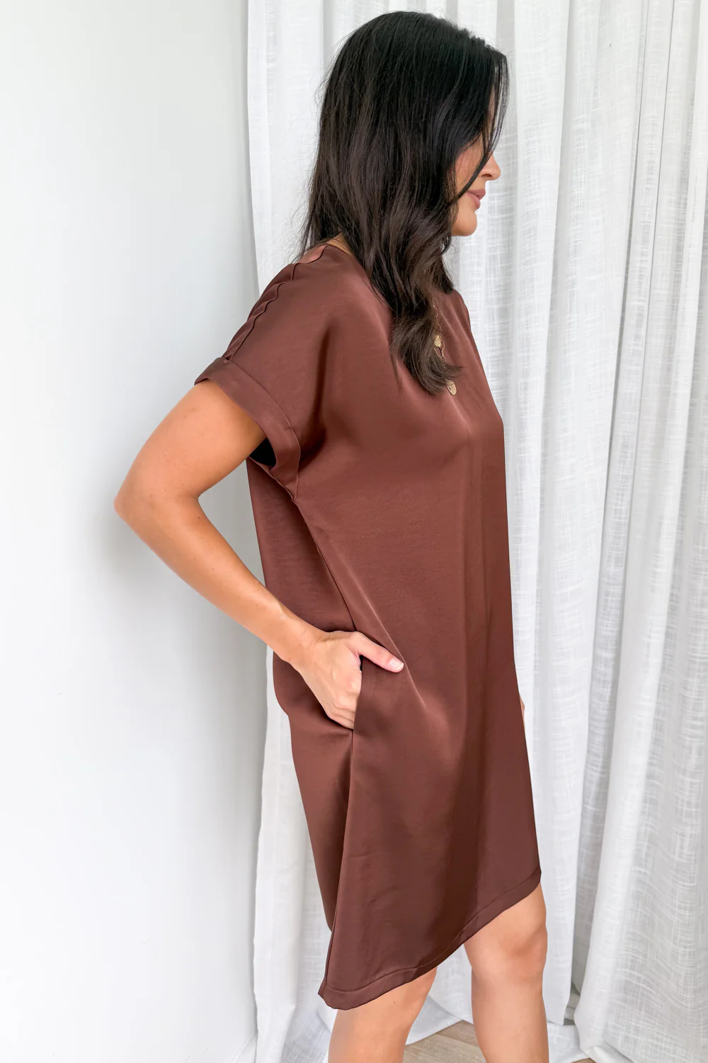 Kourtney T-Shirt Dress - Chocolate - Image 5