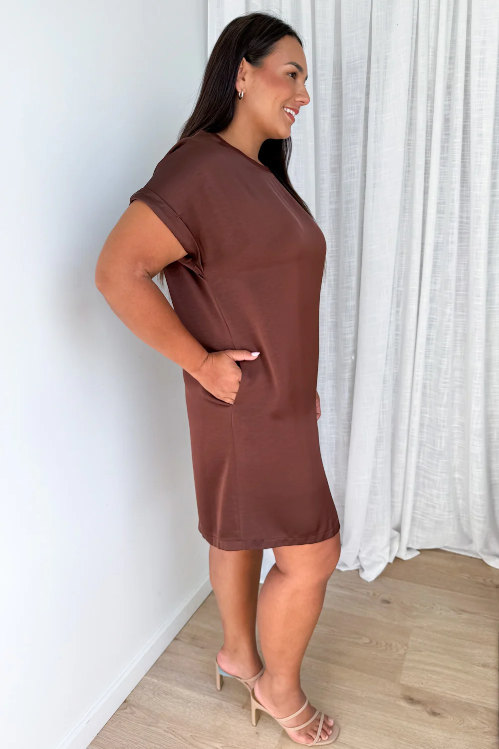 Kourtney T-Shirt Dress - Chocolate - Image 8