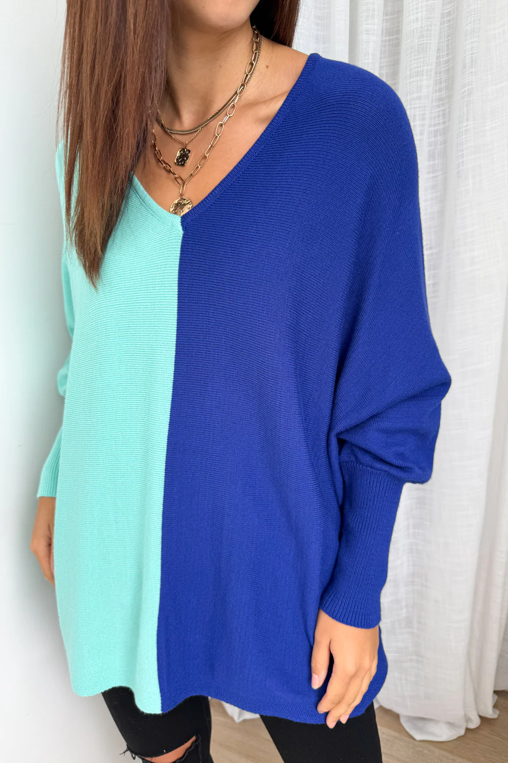 Laila Split Knit - Aqua Blue - Image 3