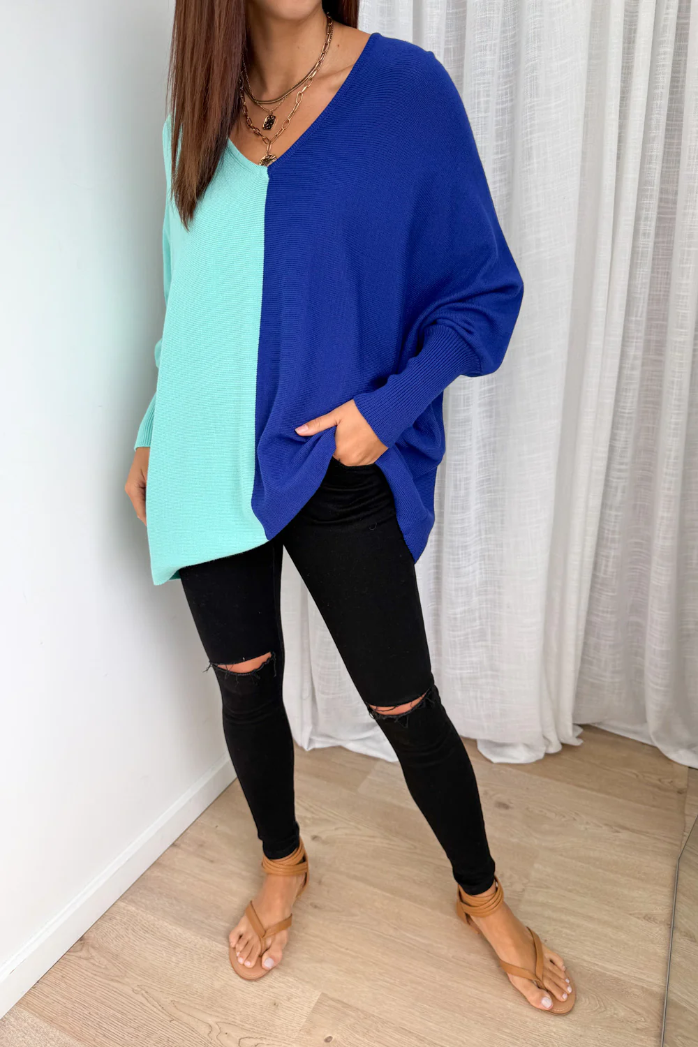 Laila Split Knit - Aqua Blue - Image 4