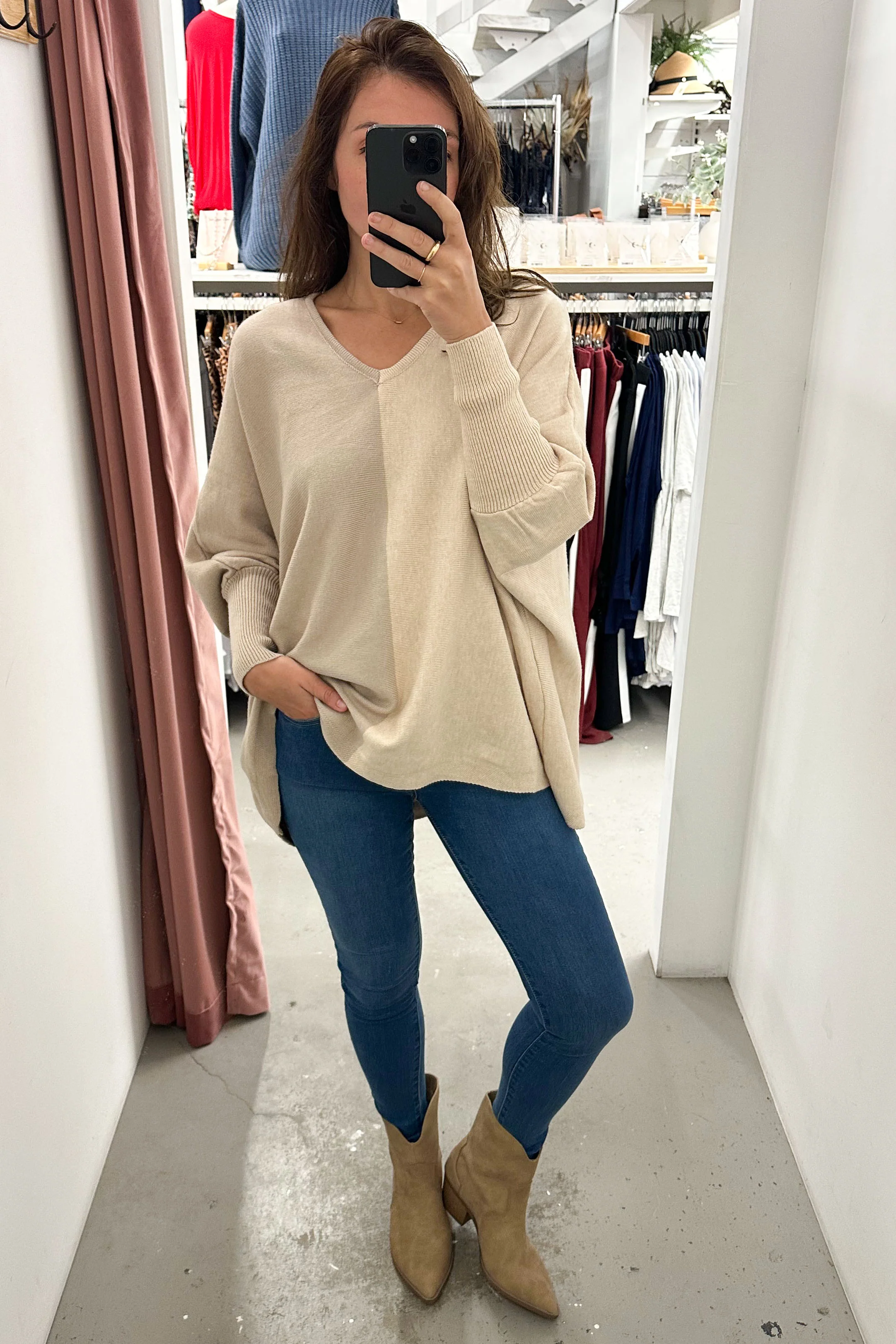 Laila Split Knit - Beige - Image 2
