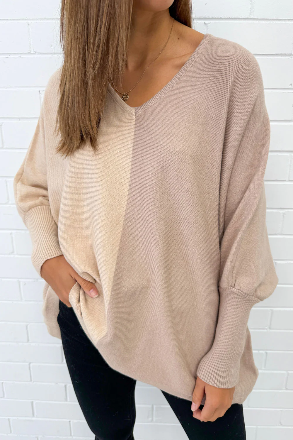 Laila Split Knit - Beige - Image 3