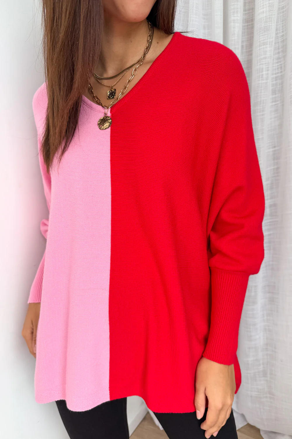 Laila Split Knit - Pink Red - Image 2