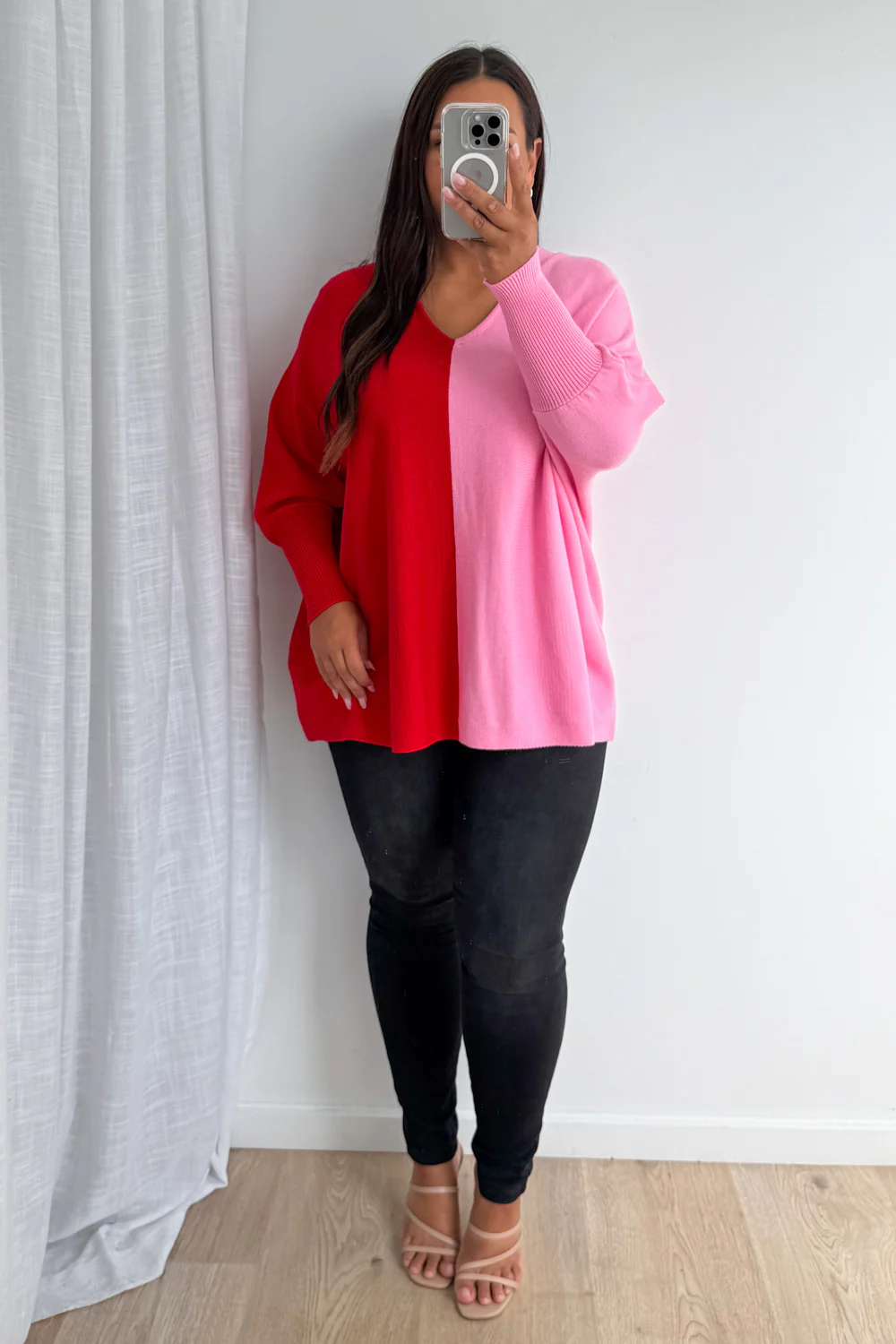 Laila Split Knit - Pink Red - Image 9
