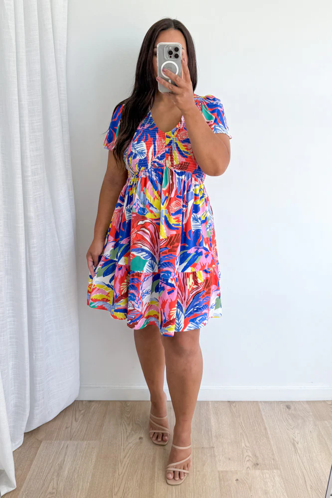 Lark Dress - Blue Orange Leaf - Image 12