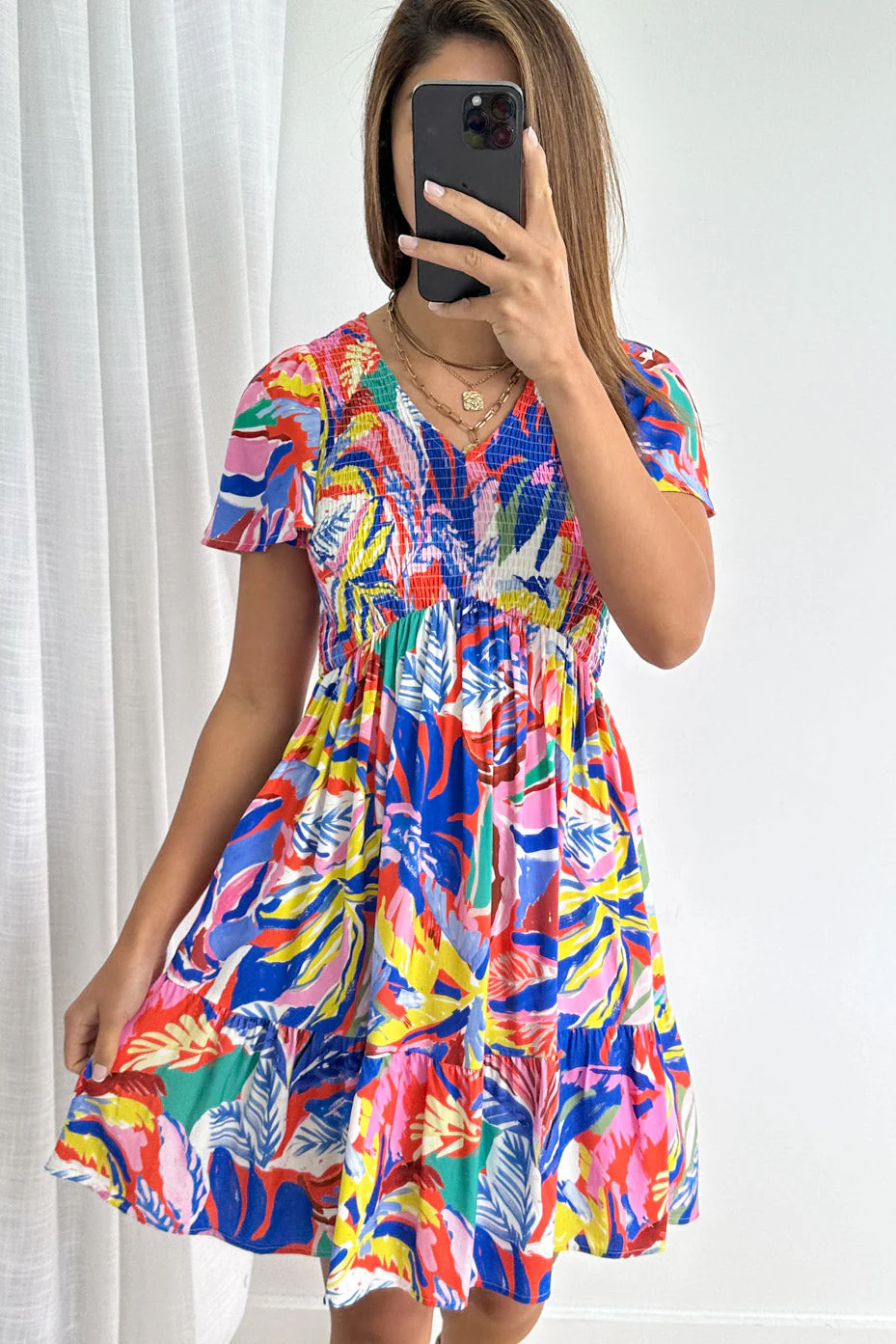 Lark Dress - Blue Orange Leaf - Image 6
