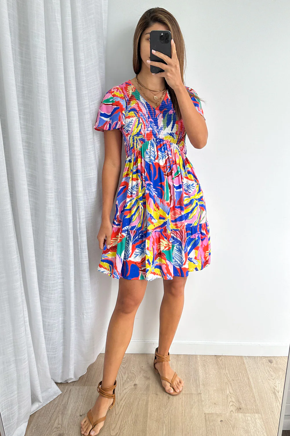 Lark Dress - Blue Orange Leaf - Image 7