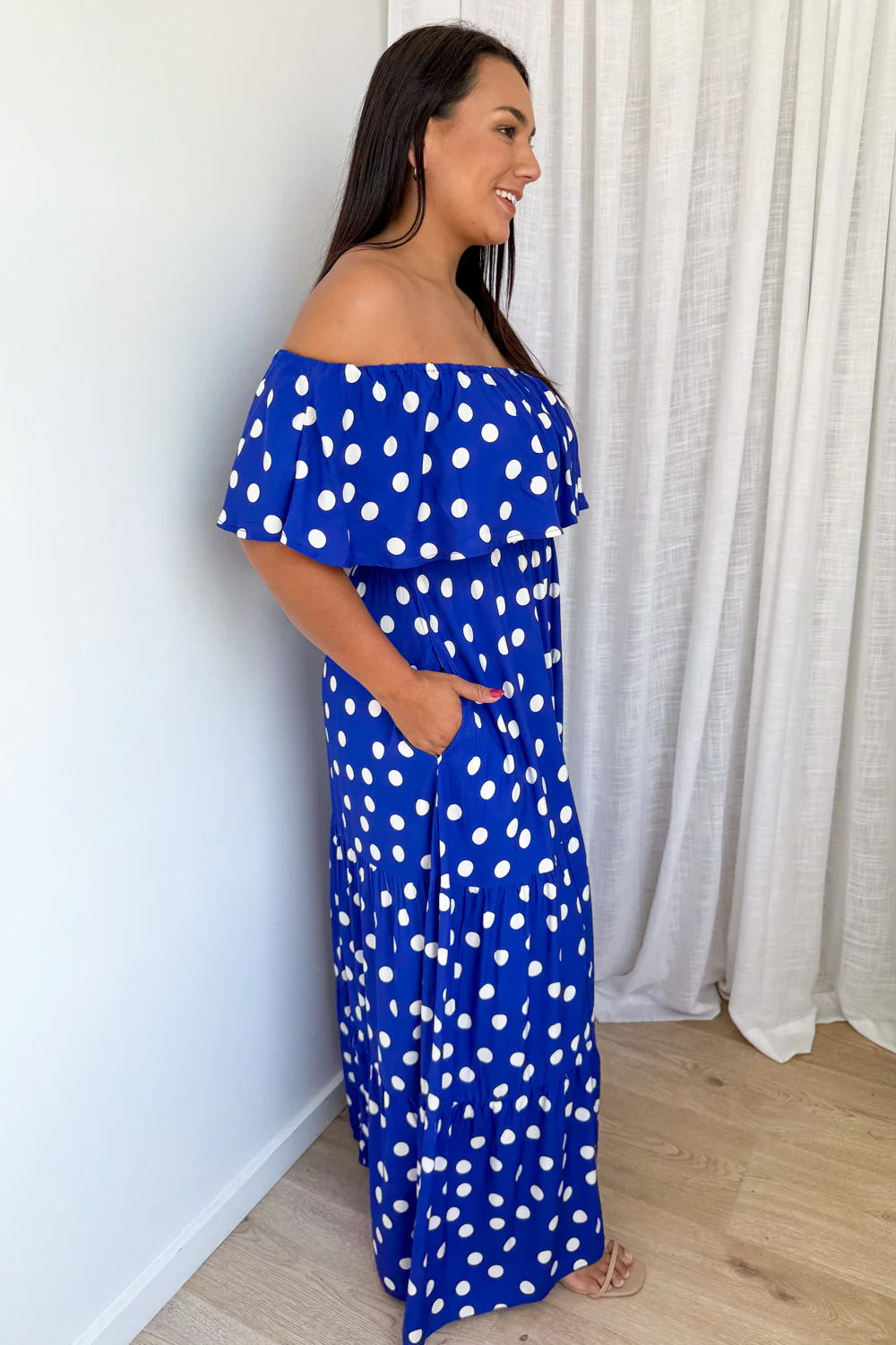 Laurella Maxi Dress - Cobalt Blue Spot - Image 10