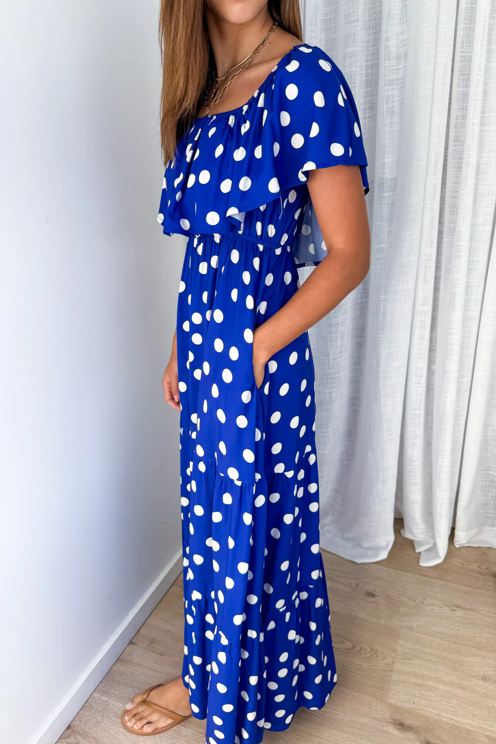Laurella Maxi Dress - Cobalt Blue Spot - Image 3