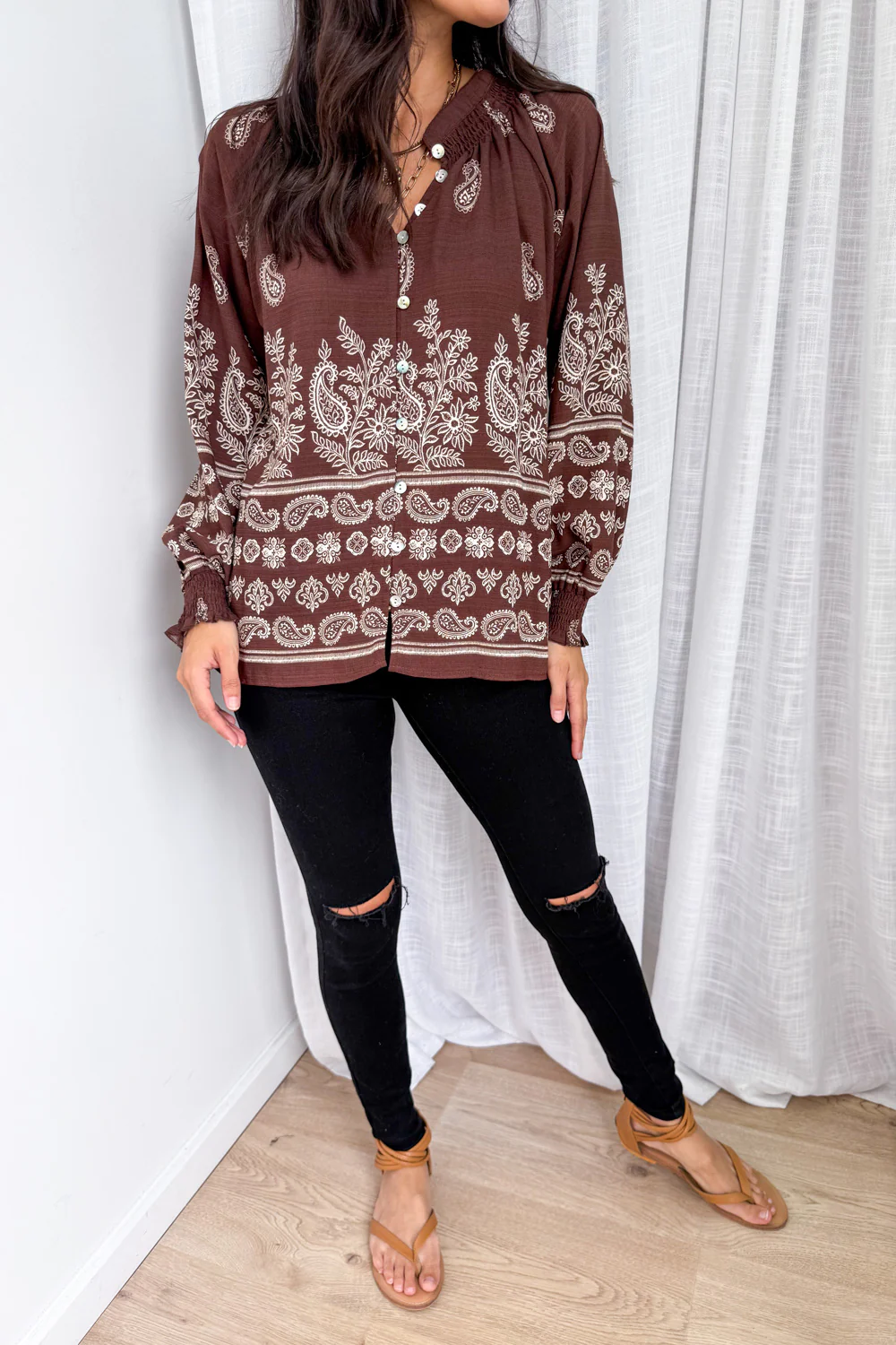 Leyla Blouse - Chocolate Boho - Image 3