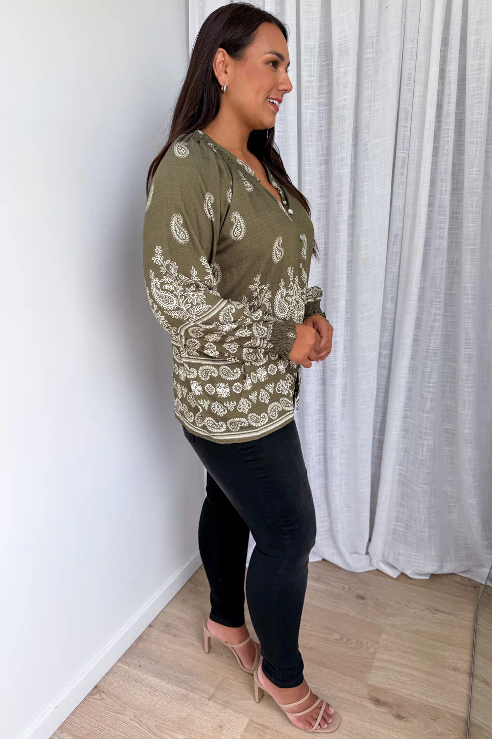 Leyla Blouse - Khaki Boho - Image 10