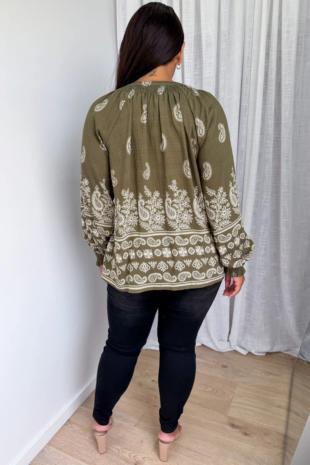 Leyla Blouse - Khaki Boho - Image 11