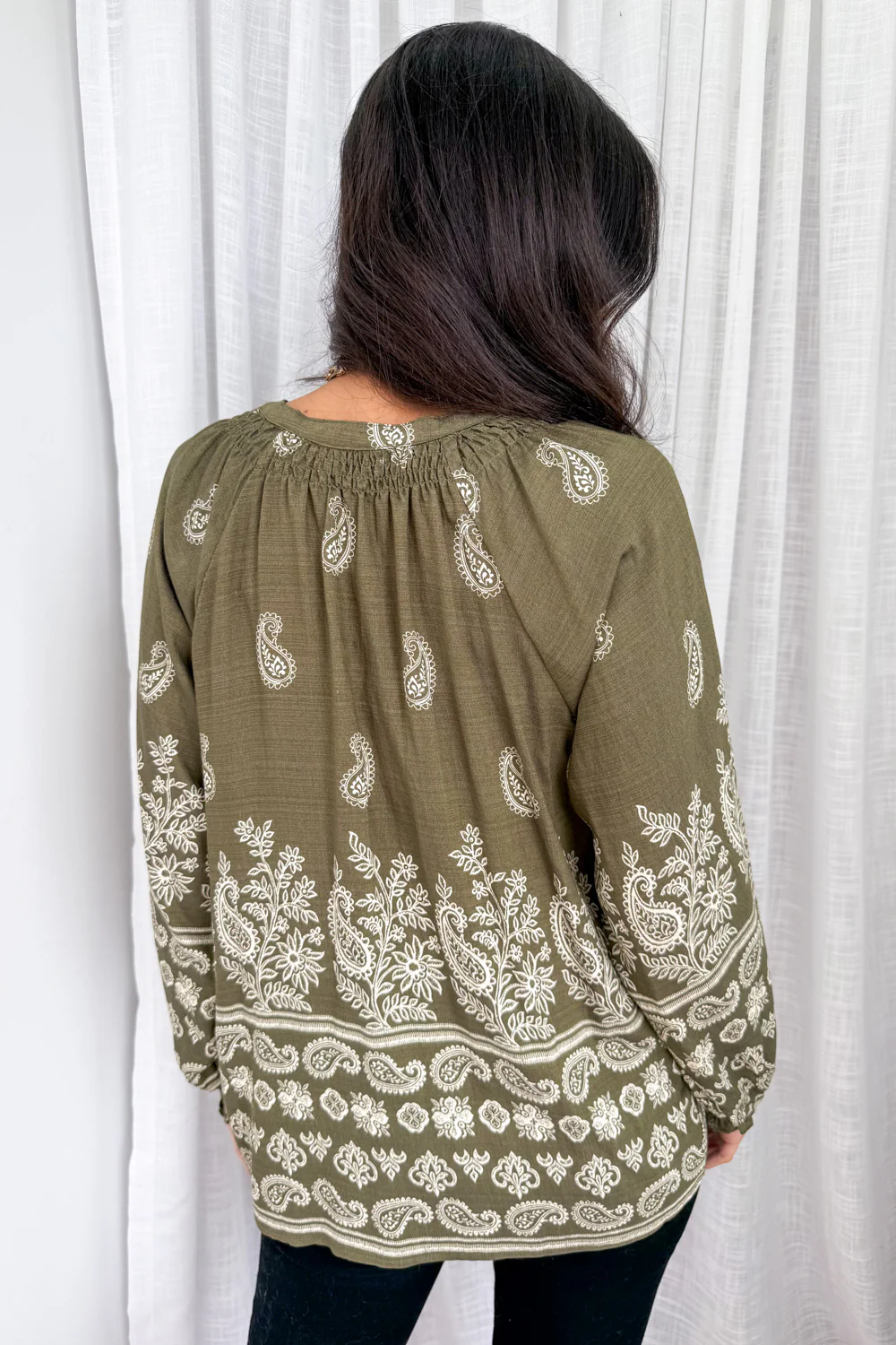 Leyla Blouse - Khaki Boho - Image 6