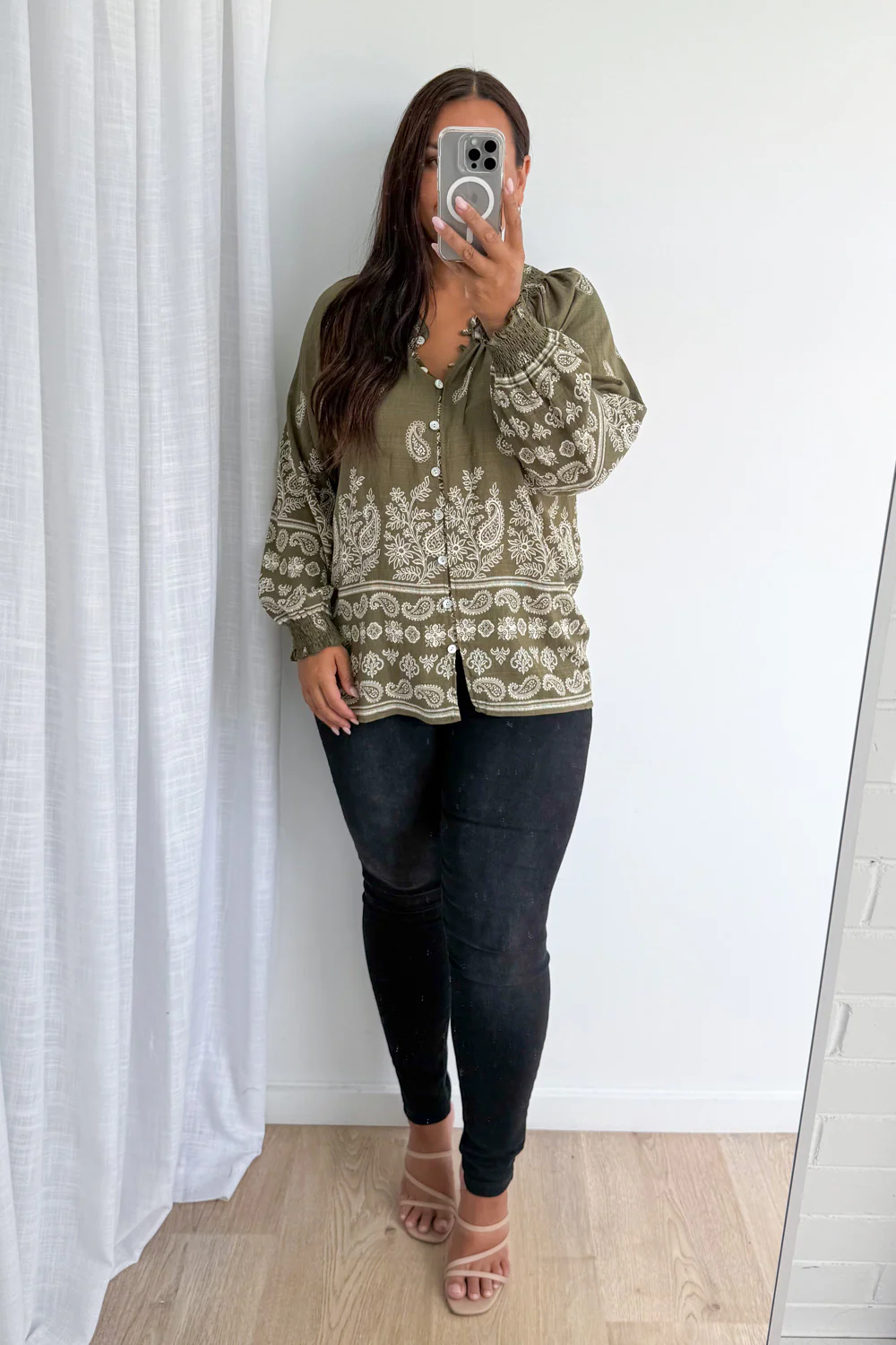 Leyla Blouse - Khaki Boho - Image 8