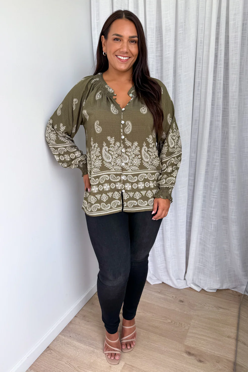 Leyla Blouse - Khaki Boho - Image 9