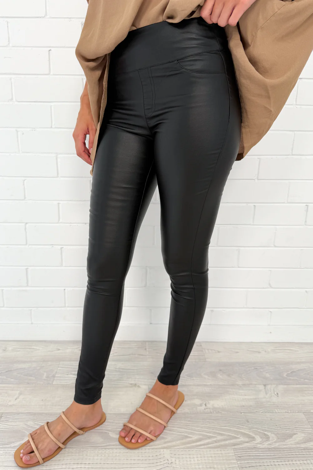 Liquid Legs Wet Look Pants - Black - Image 3