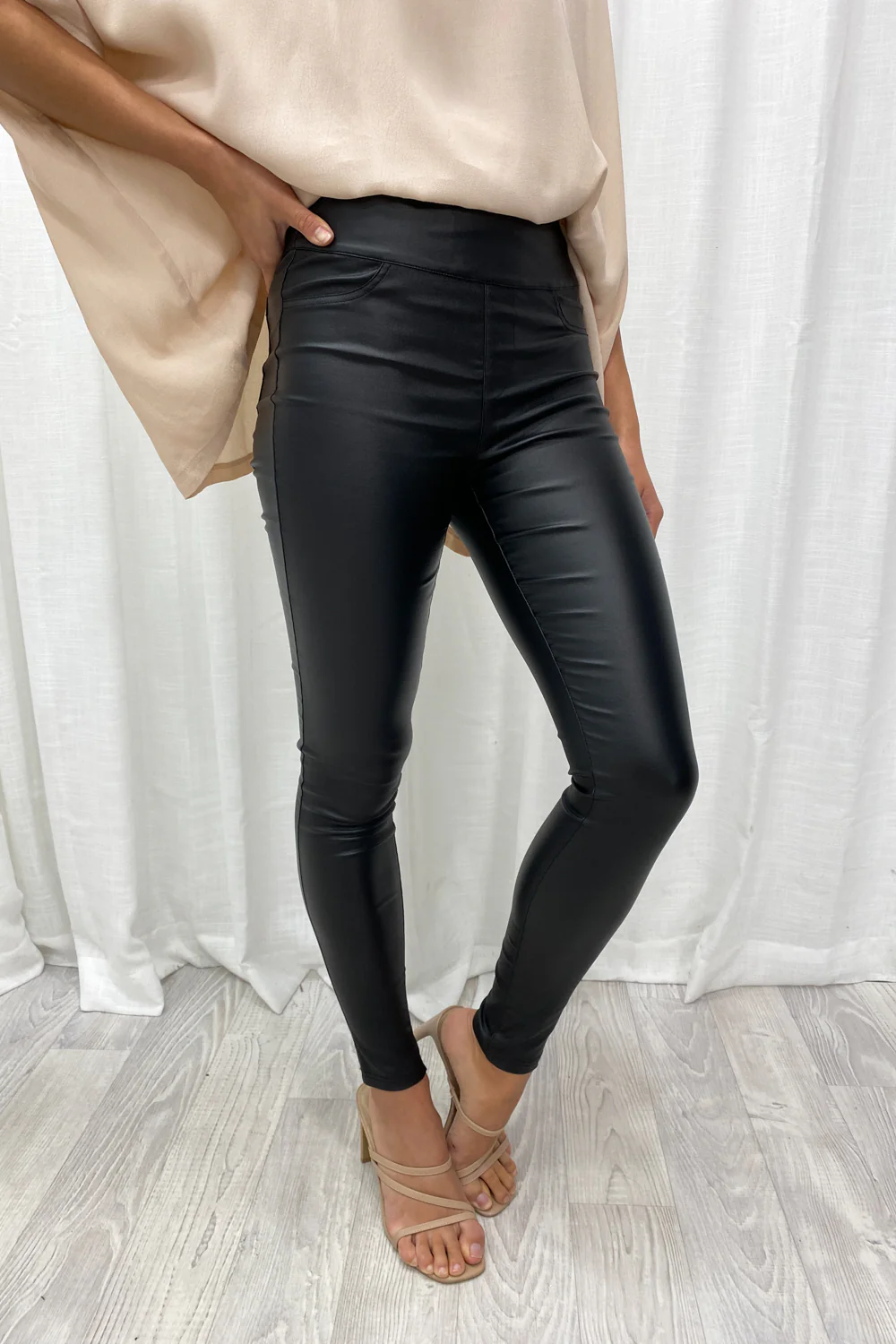 Liquid Legs Wet Look Pants - Black - Image 4