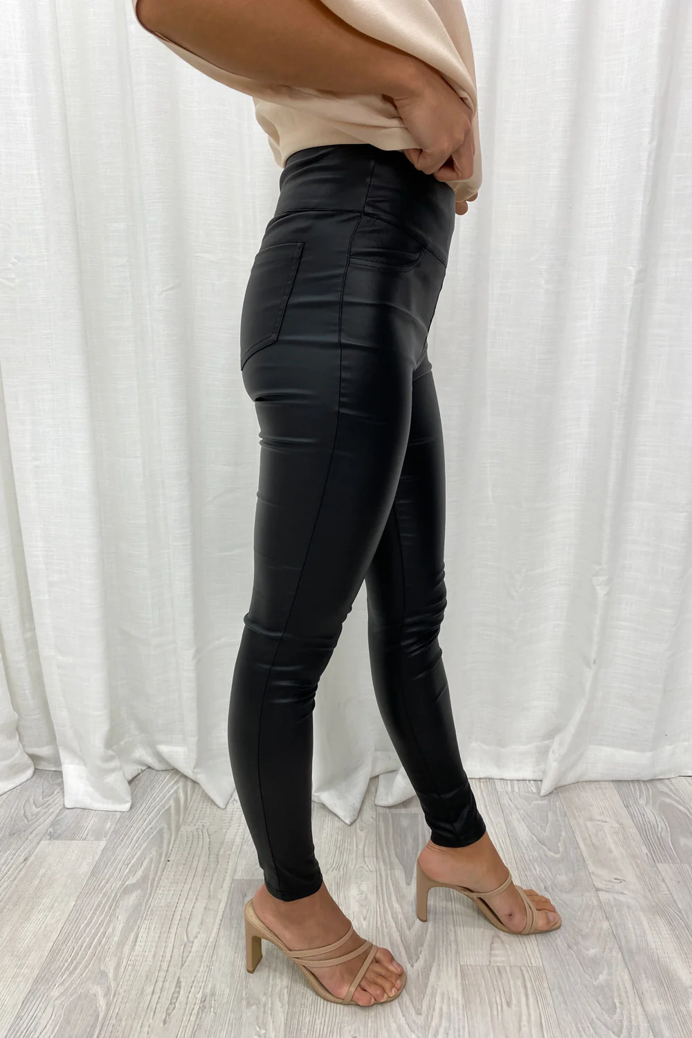 Liquid Legs Wet Look Pants - Black - Image 5