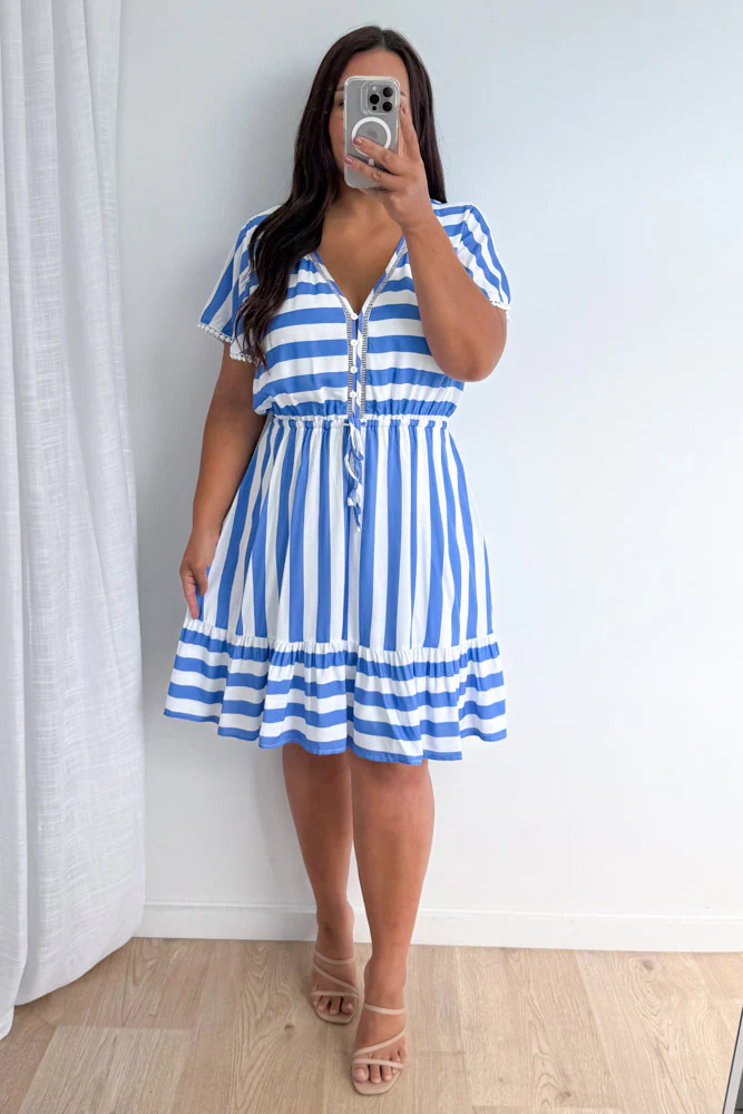 Liv Dress - Blue White Stripe - Image 11