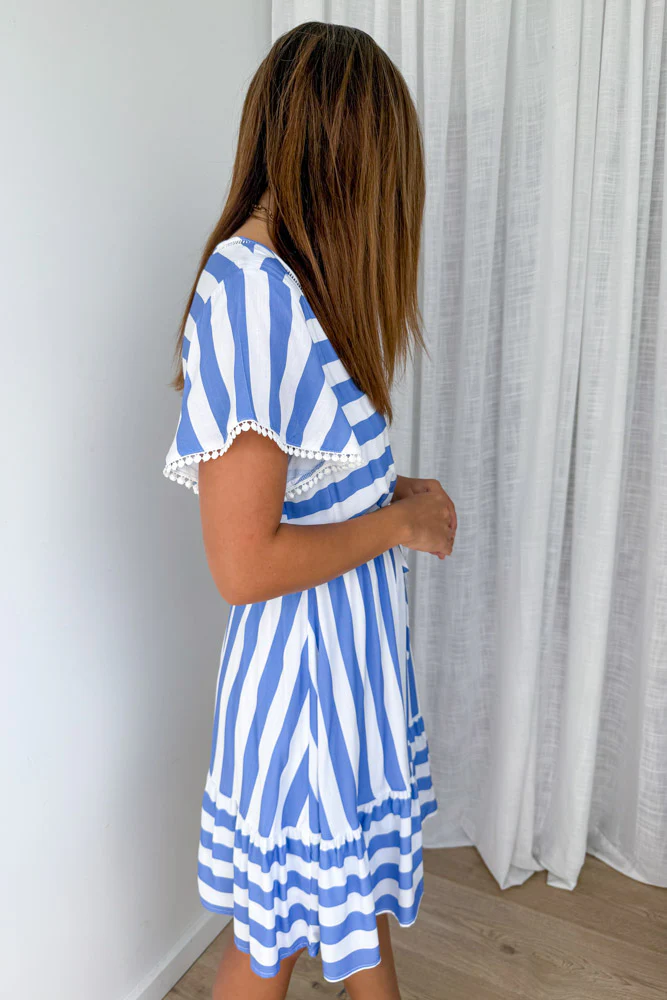 Liv Dress - Blue White Stripe - Image 4
