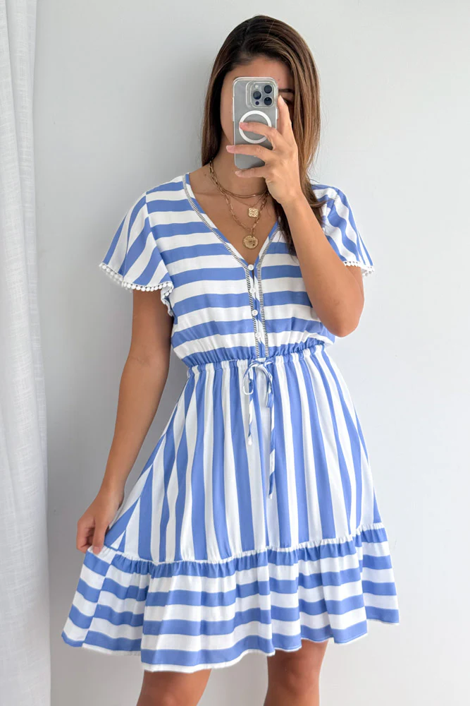 Liv Dress - Blue White Stripe - Image 7