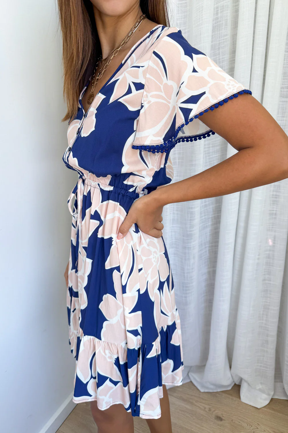 Liv Dress - Navy Peach Floral - Image 3