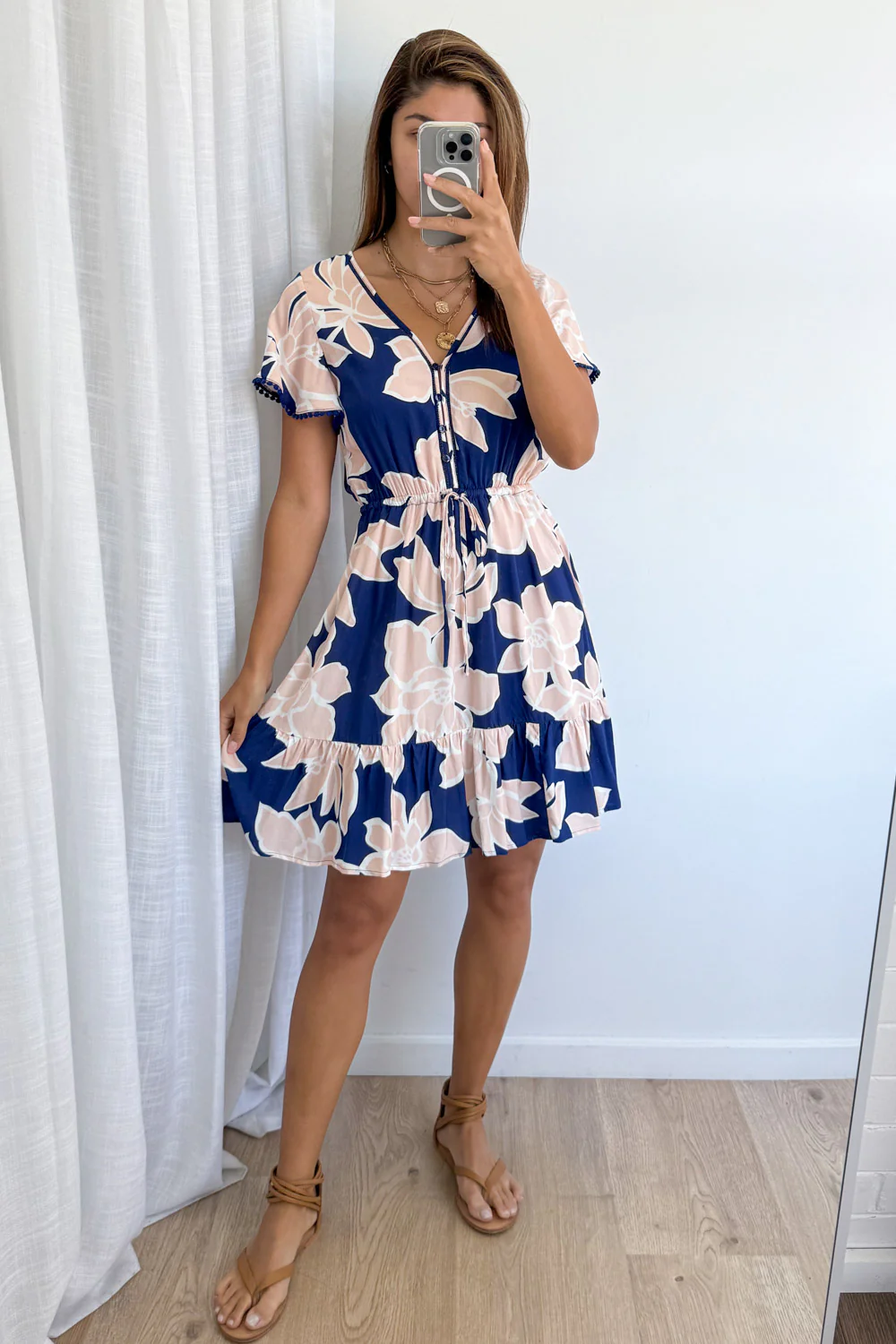 Liv Dress - Navy Peach Floral - Image 6
