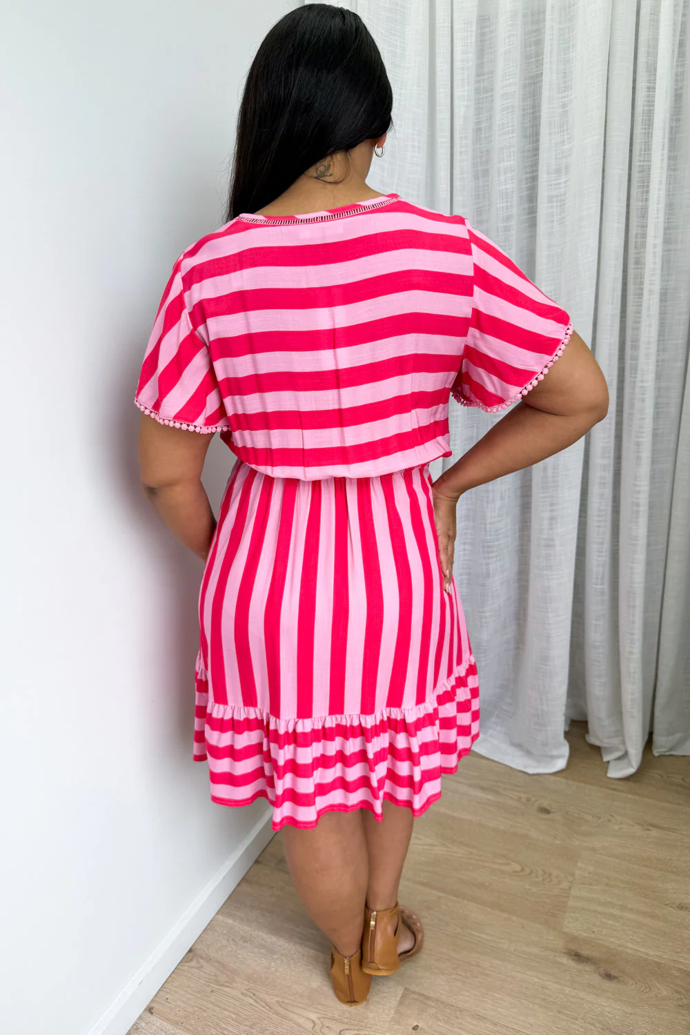 Liv Dress - Pink Red Stripe - Image 10