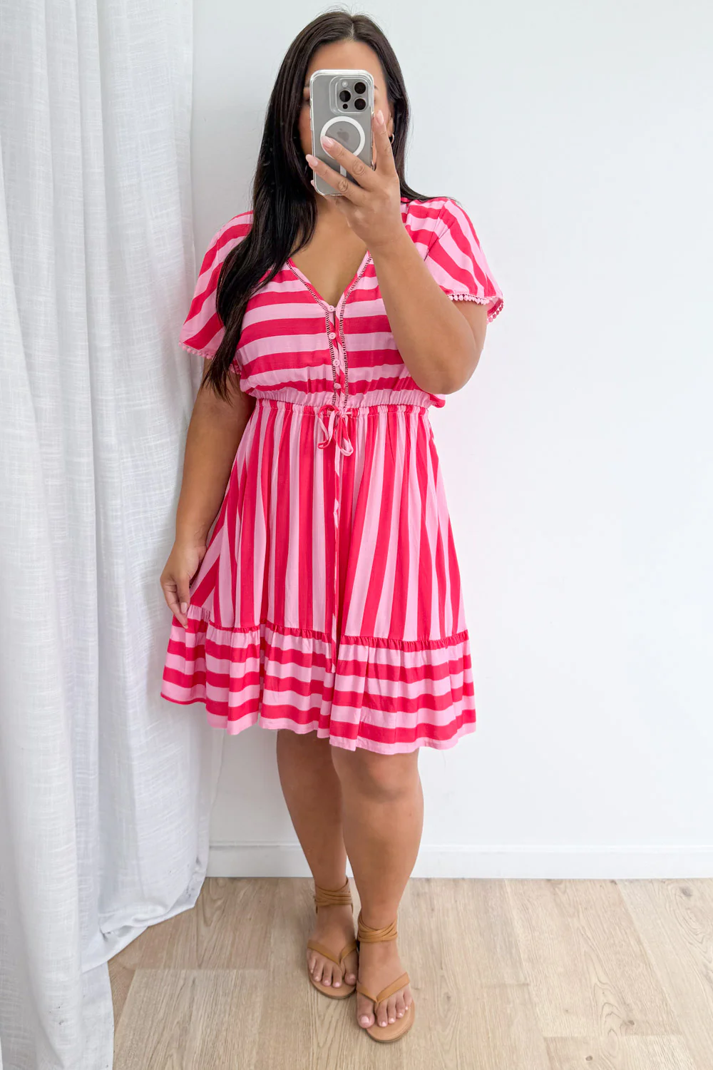 Liv Dress - Pink Red Stripe - Image 11