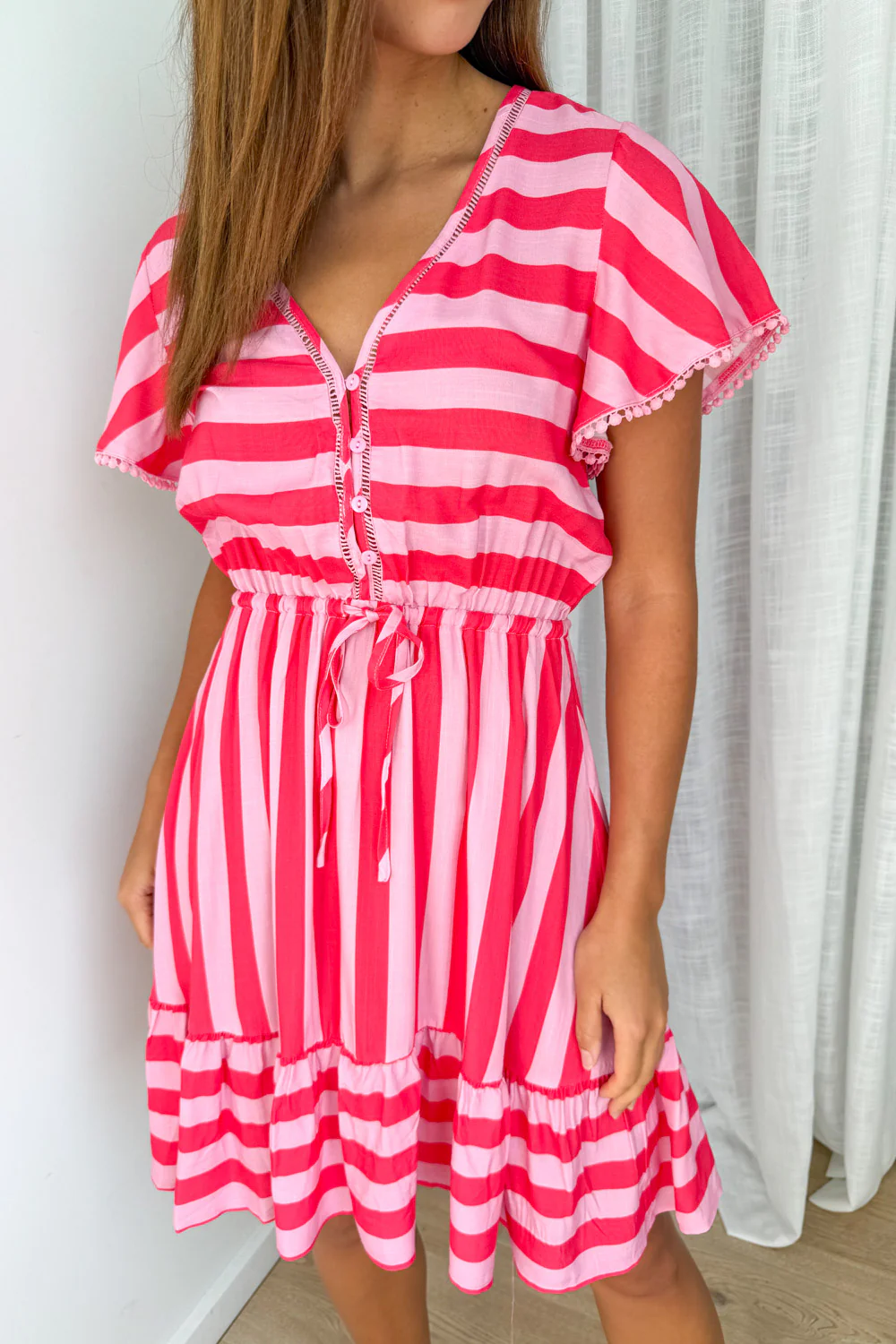 Liv Dress - Pink Red Stripe - Image 3