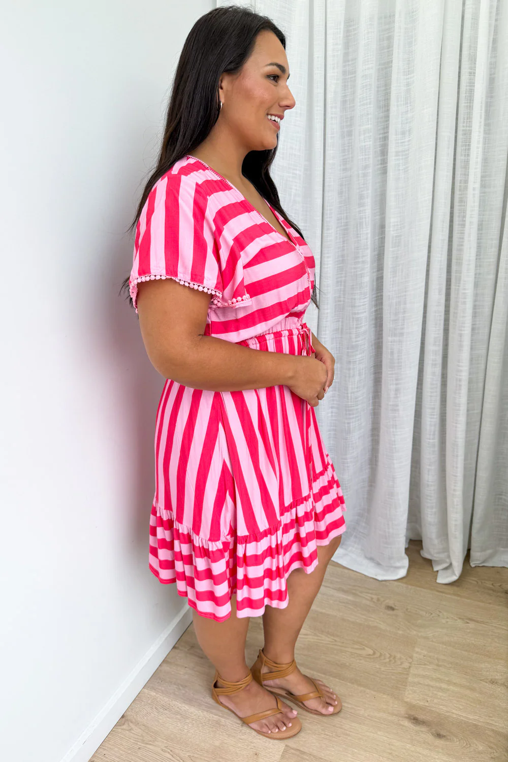 Liv Dress - Pink Red Stripe - Image 9