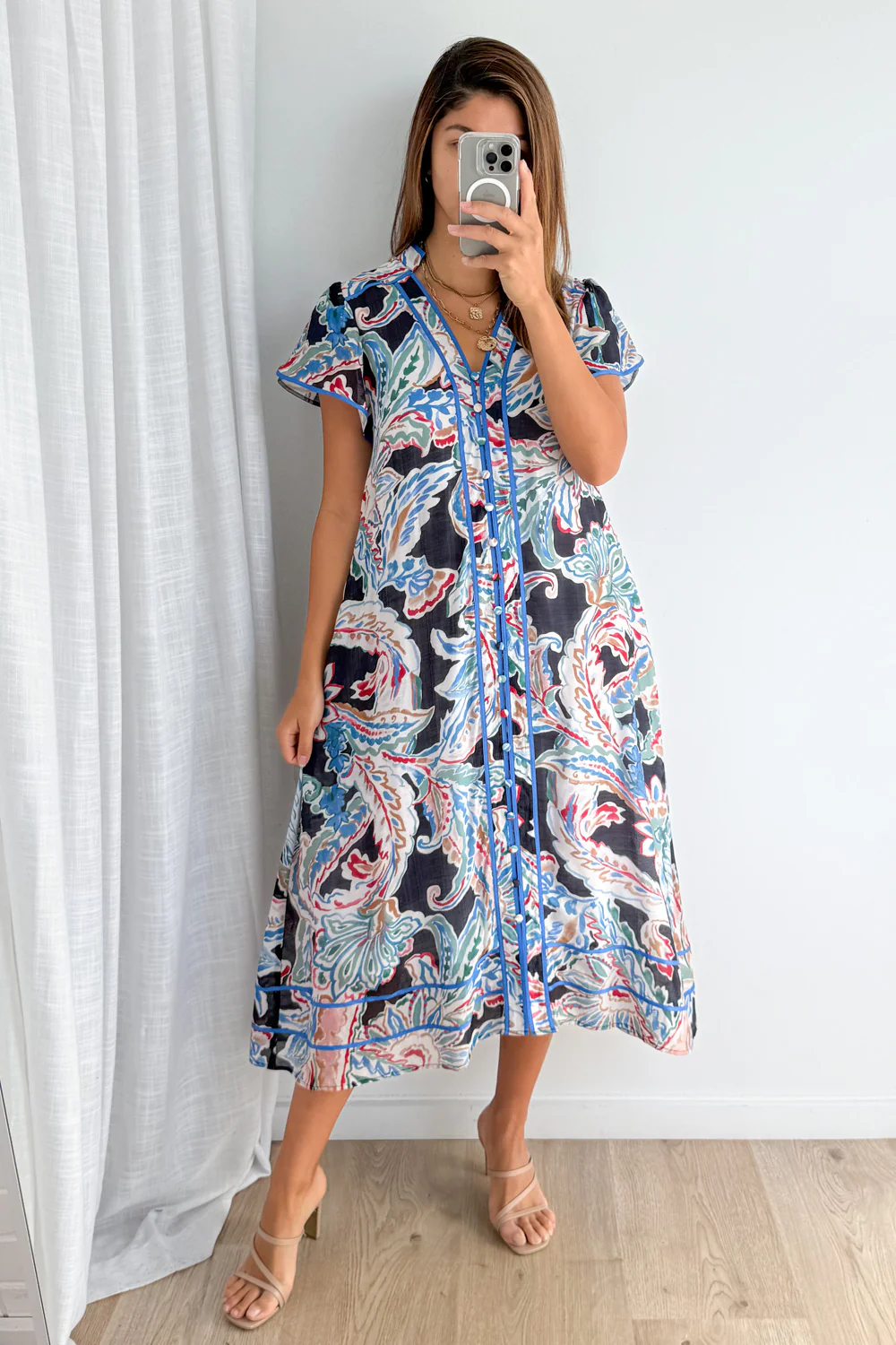 Livy Dress - Black Multi Leaf - Image 6