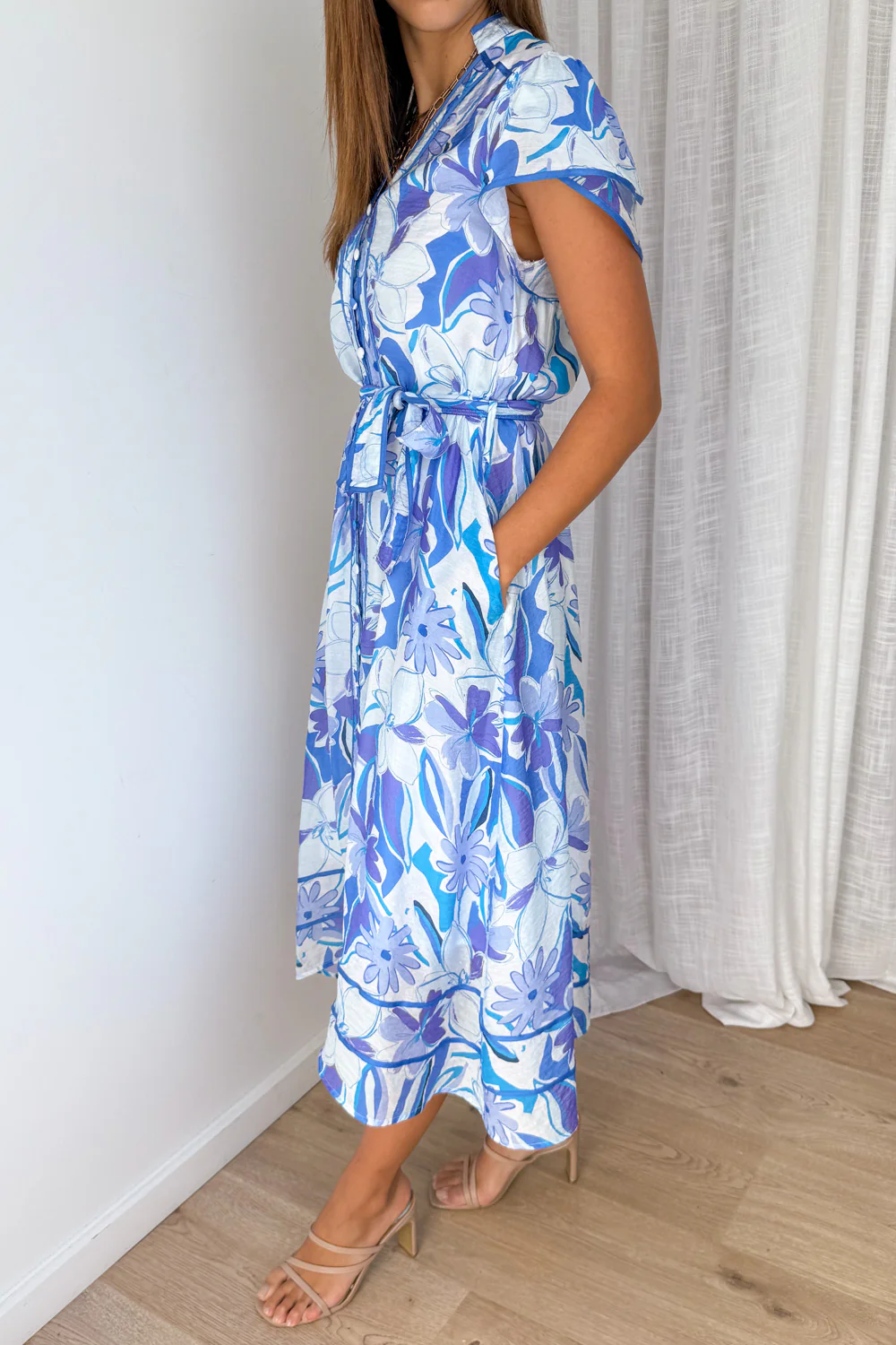 Livy Dress - Blue Watercolour Floral - Image 3
