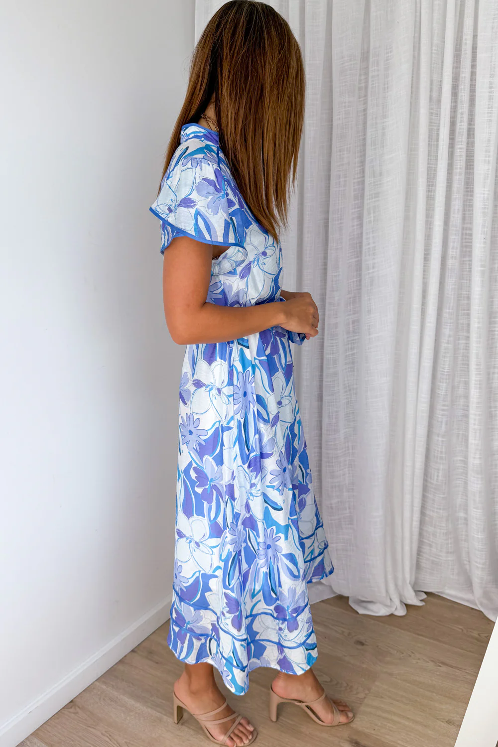Livy Dress - Blue Watercolour Floral - Image 4