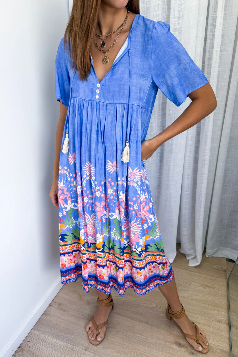 Long Sunday Dress - Blue Garden - Image 3