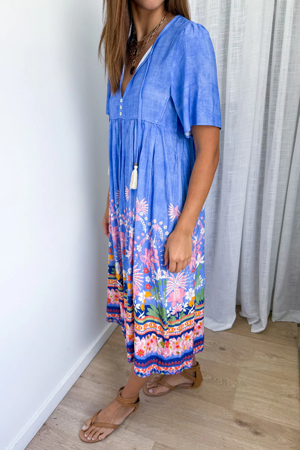 Long Sunday Dress - Blue Garden - Image 4