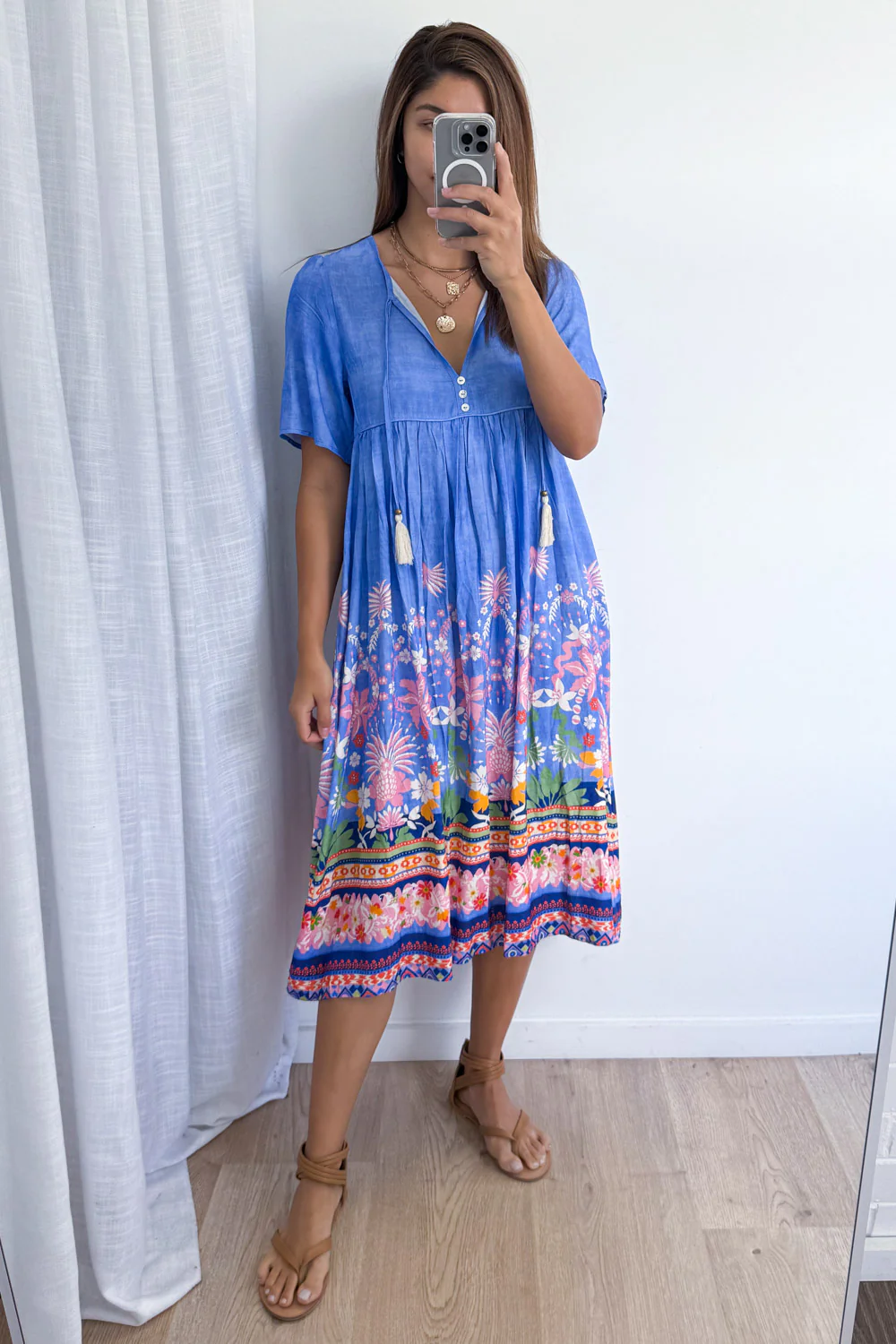 Long Sunday Dress - Blue Garden - Image 7