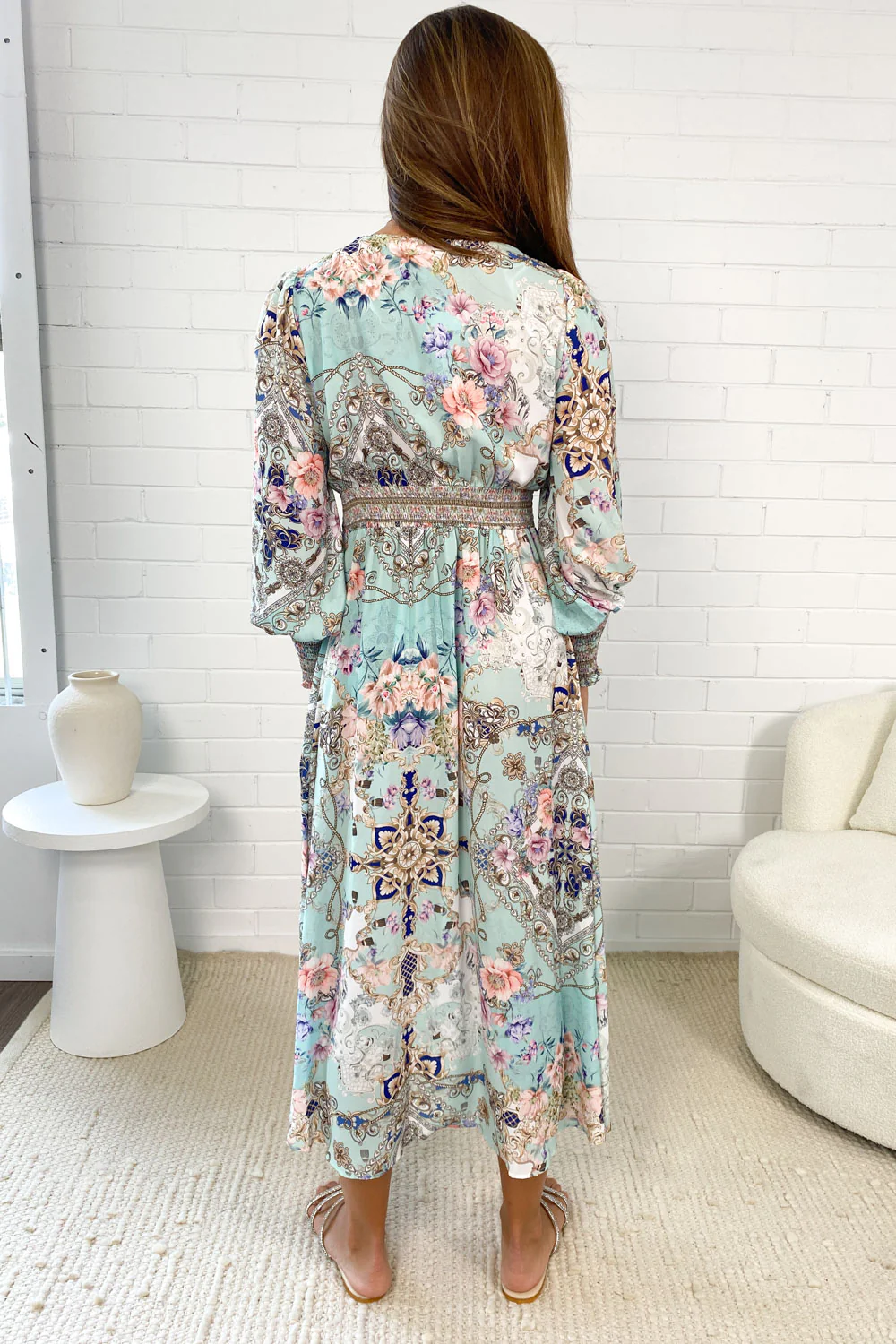Lotus Dress - Aqua Print - Image 3