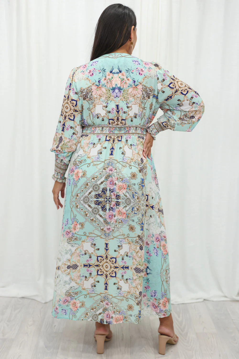 Lotus Dress - Aqua Print - Image 8