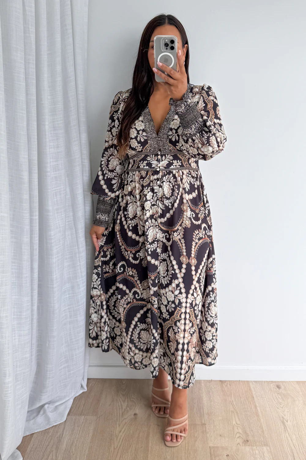Lotus Dress - Black Vintage Pearl - Image 7