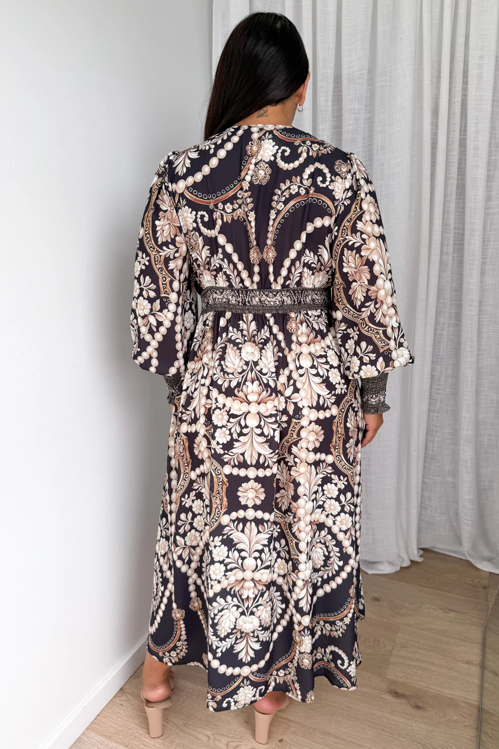 Lotus Dress - Black Vintage Pearl - Image 9