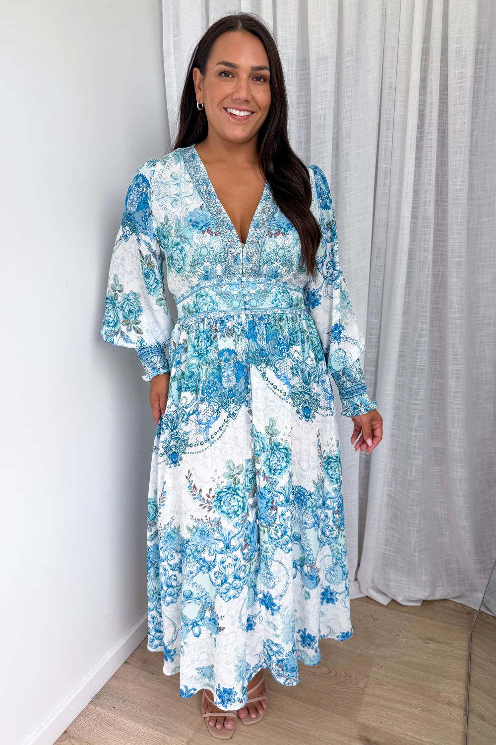 Lotus Dress - Teal  Floral - Image 5