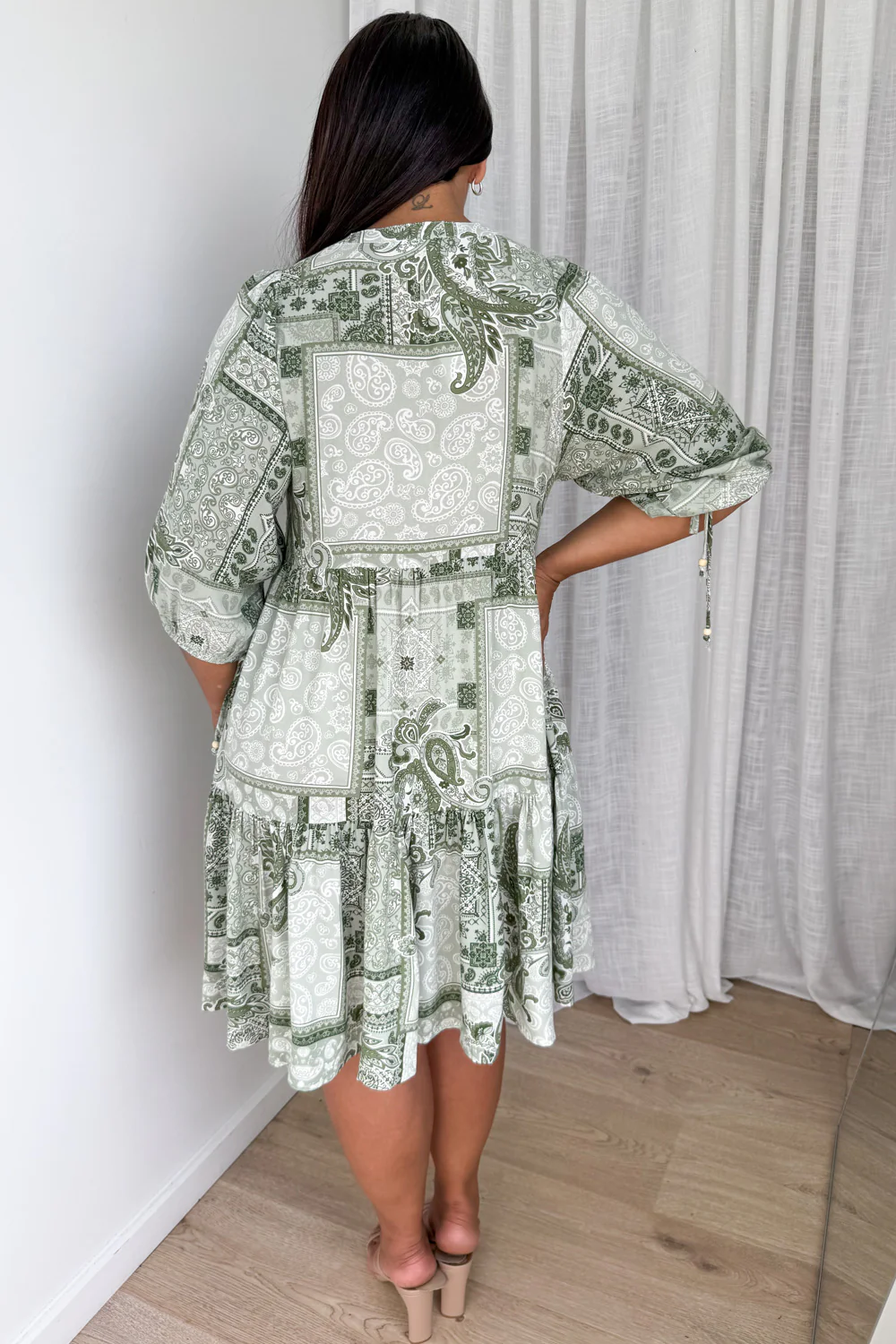 Lumen Dress - Khaki Patchwork - Image 10