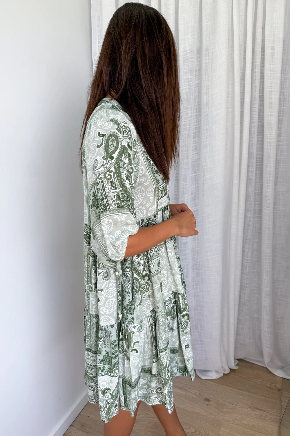 Lumen Dress - Khaki Patchwork - Image 5
