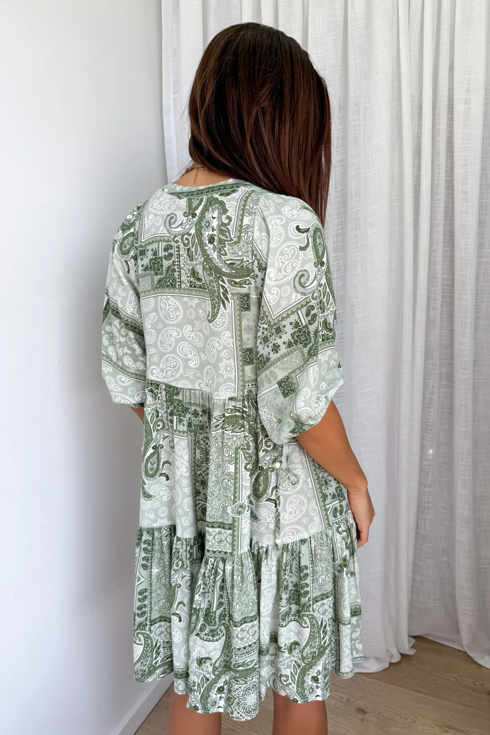 Lumen Dress - Khaki Patchwork - Image 6