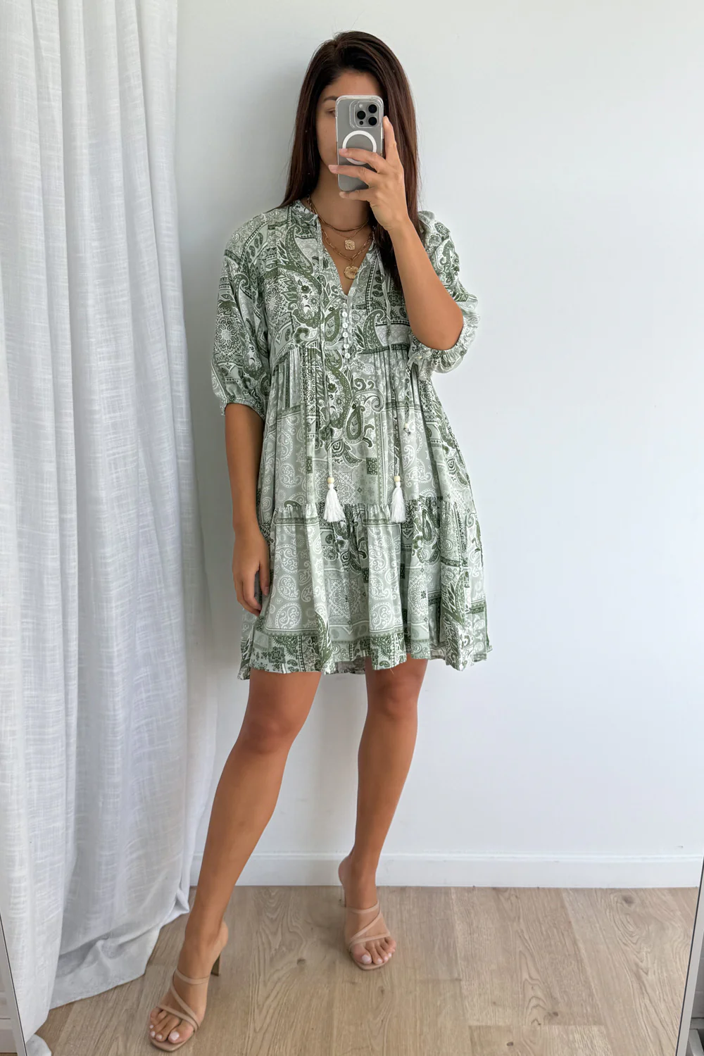 Lumen Dress - Khaki Patchwork - Image 7