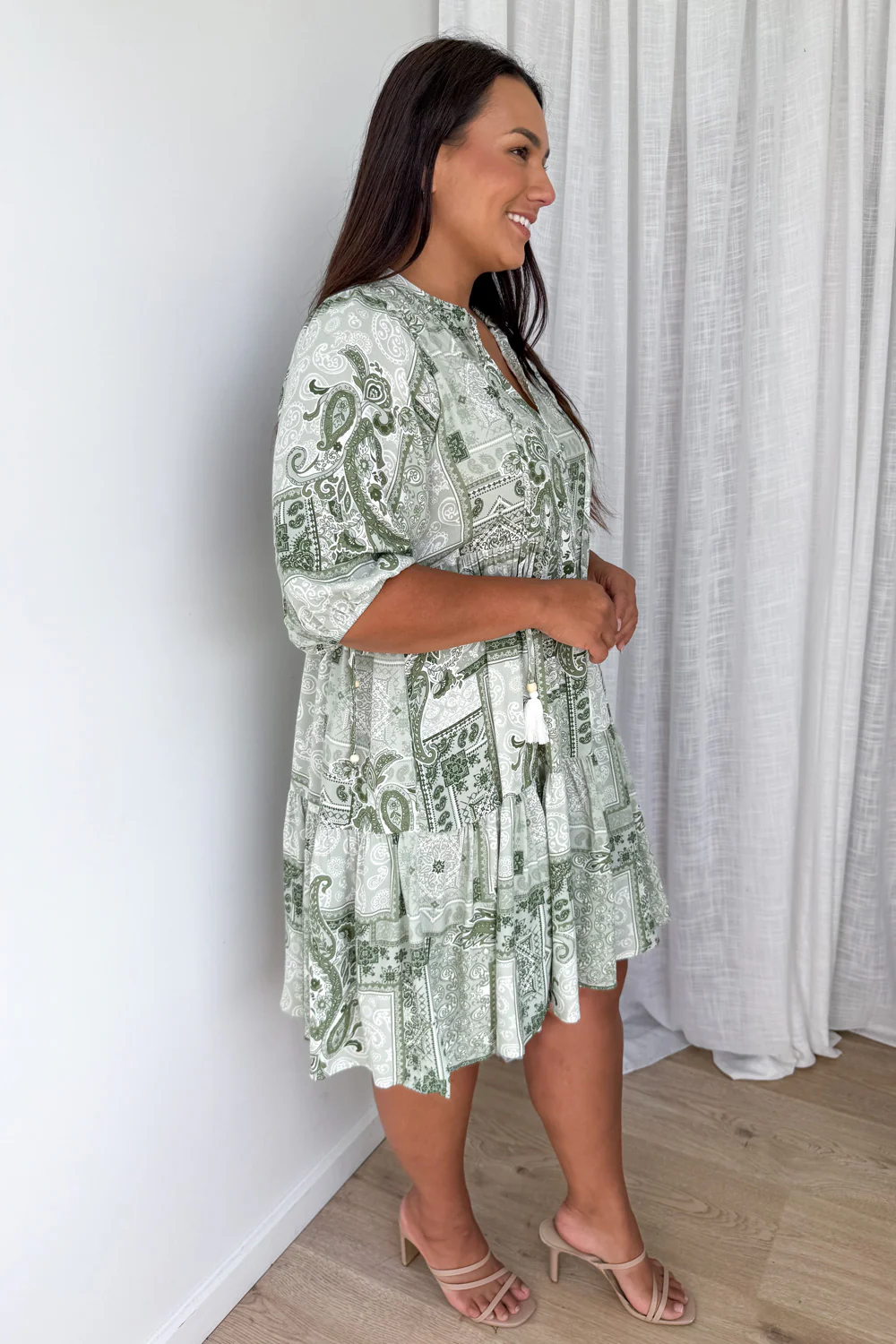 Lumen Dress - Khaki Patchwork - Image 9